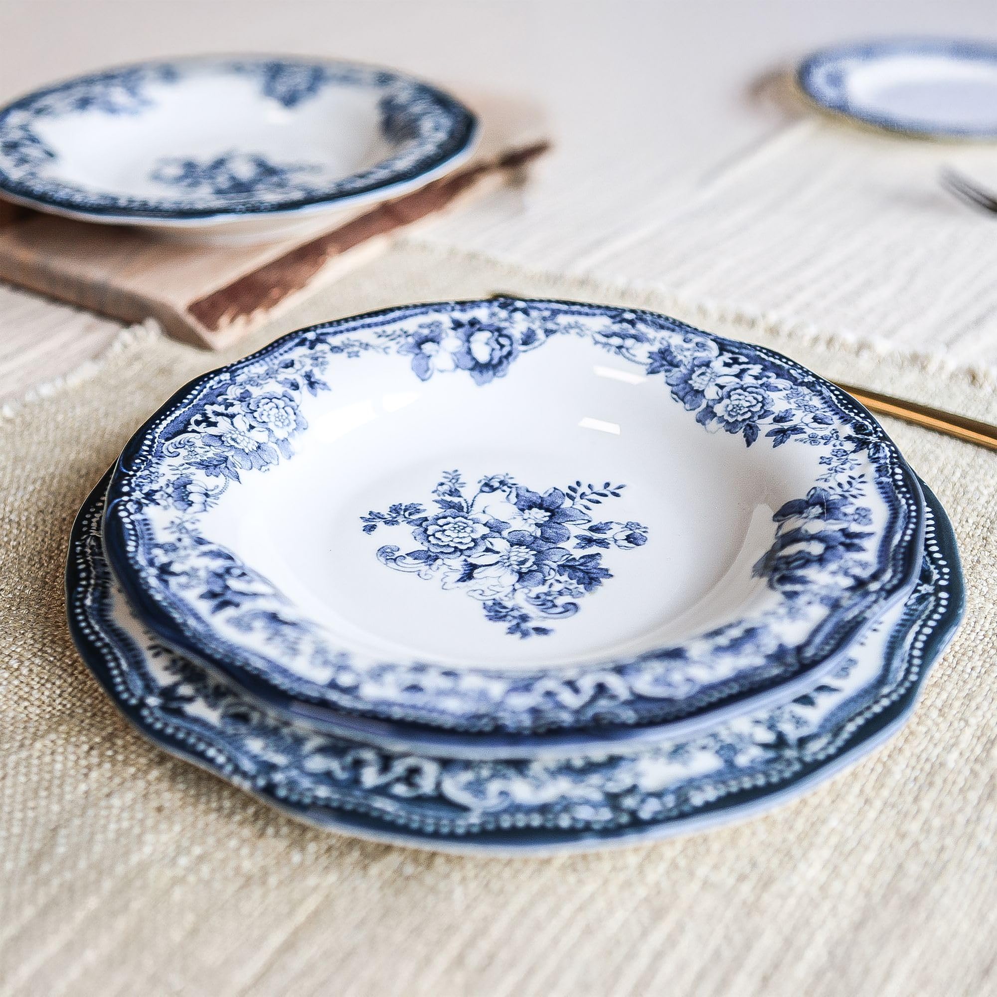 NOVASTYL 2614232 - Juego de 6 platos de postre (porcelana), color azul
