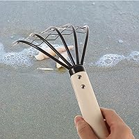 Vista 5 de DOITOOL 2 rastrillos de almejas, garras de acero de 10.2 pulgadas con red de malla, rastrillo de jardín, rastrillo de playa portátil para excavar
