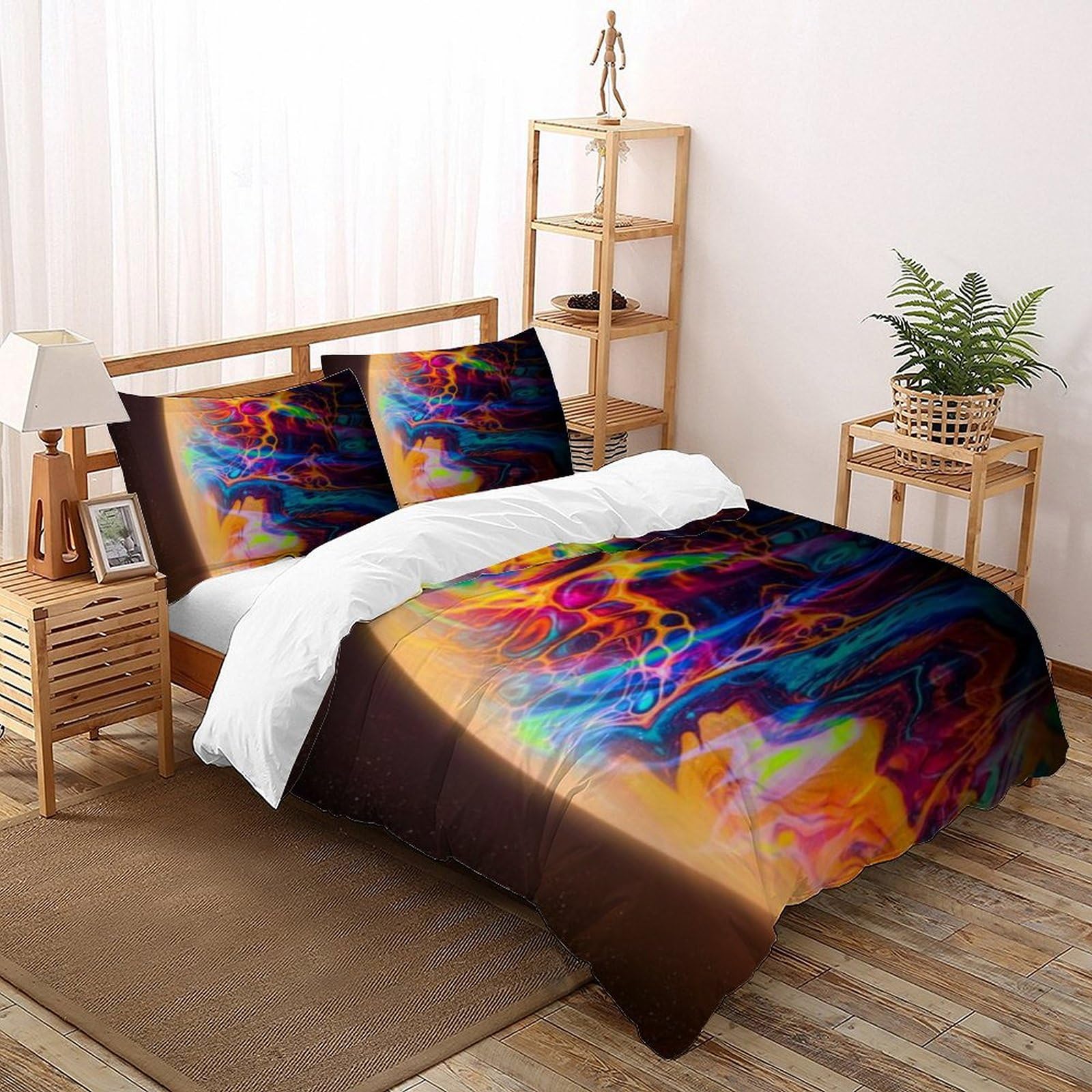 Housse de couette science-fiction 200x200 parure de lit microfibre fille 3D taie d'oreiller