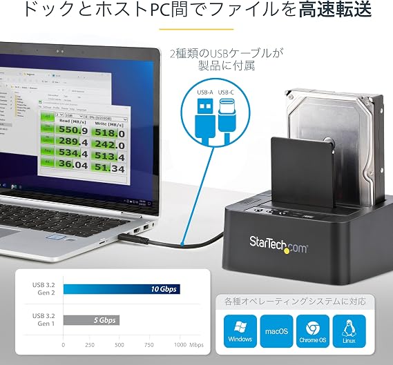 StarTech HDD SSD Duplicator 2 Bay Standalone 28GB/s SATA 3.0 USB 10Gbps SDOCK2U313R