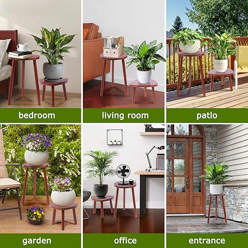 Miniatura 7 de Soporte para plantas de interior, paquete de 2 mesas individuales para interiores, soporte para maceta, estante multiusos para plantas para sala de