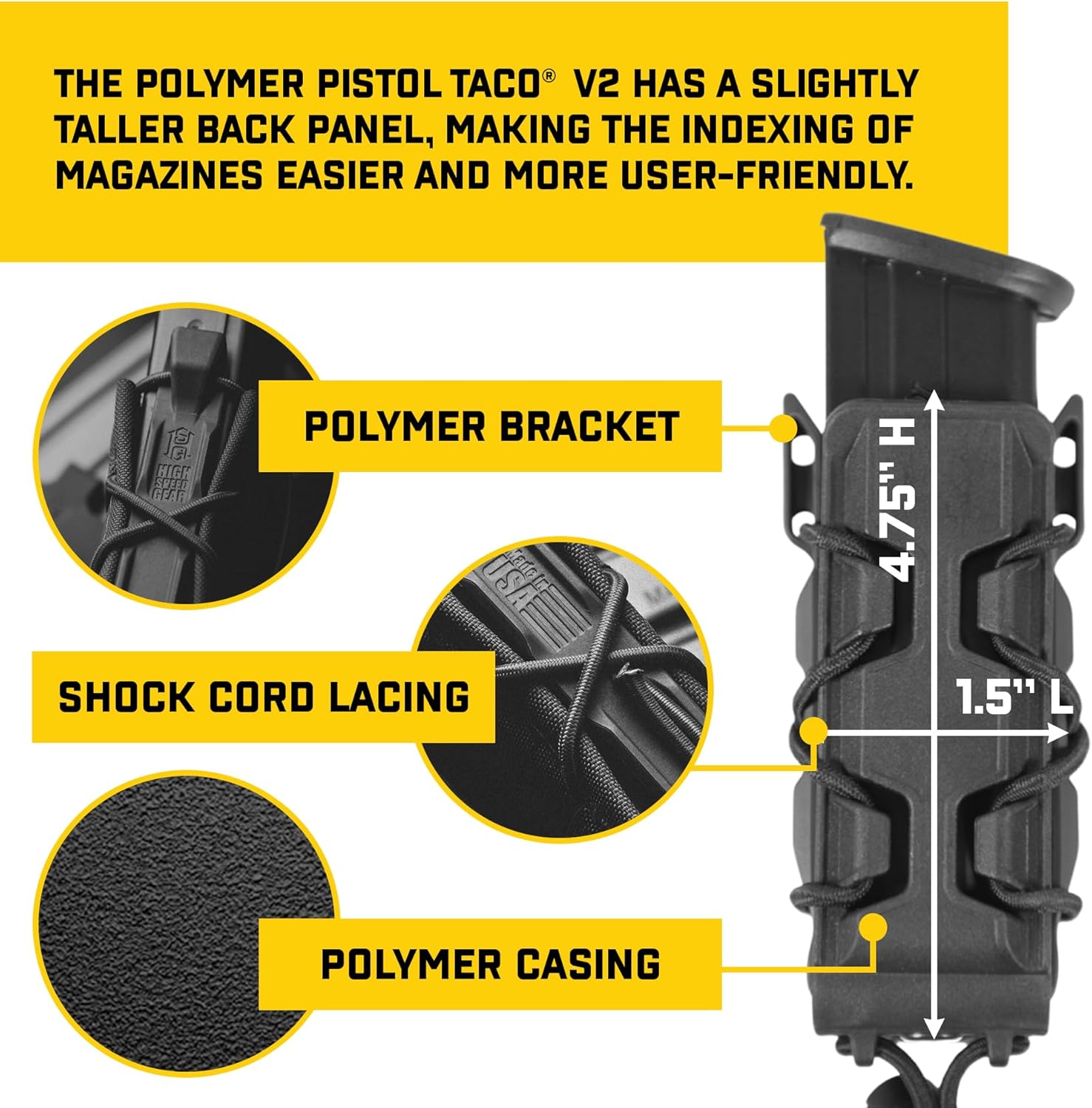 High Speed Gear - Polymer Pistol Taco V2 MOLLE Mag Pouch, Police Gear & Military Gear, Tactical Magazine Pouch for Professionals