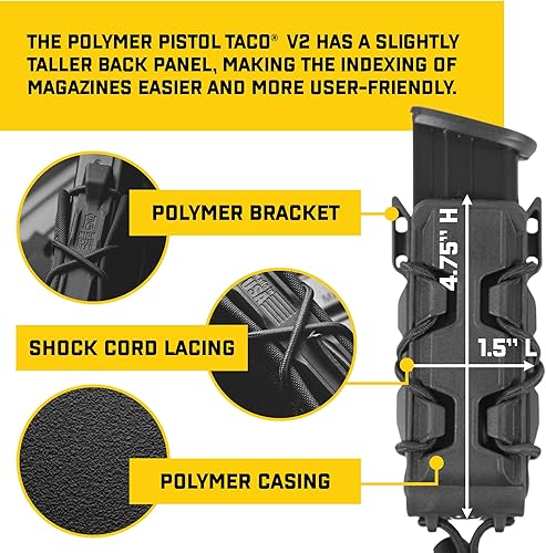 Miniatura 3 de High Speed Gear - Bolsa de polímero Taco V2 MOLLE Mag, equipo de policía y equipo militar, bolsa táctica para revistas para profesionales (negro)