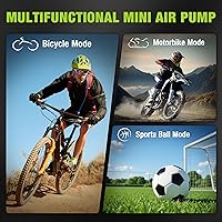 Vista 8 de WORKPRO Mini bomba eléctrica para bicicleta, bomba de neumático de bicicleta portátil de 140 PSI con manómetro, pantalla digital, apagado