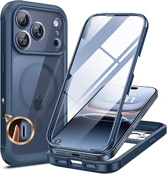 Miracase For iPhone 17 Pro Max Case, Full Body With Glass Screen Protector | 6.9", [Dark Blue] Full-Body Protection, Camera Control, Anti-Drop Shockproof, Magnetic Case, Compatible with MagSafe: Amazon.co.uk: Electronics & Photo