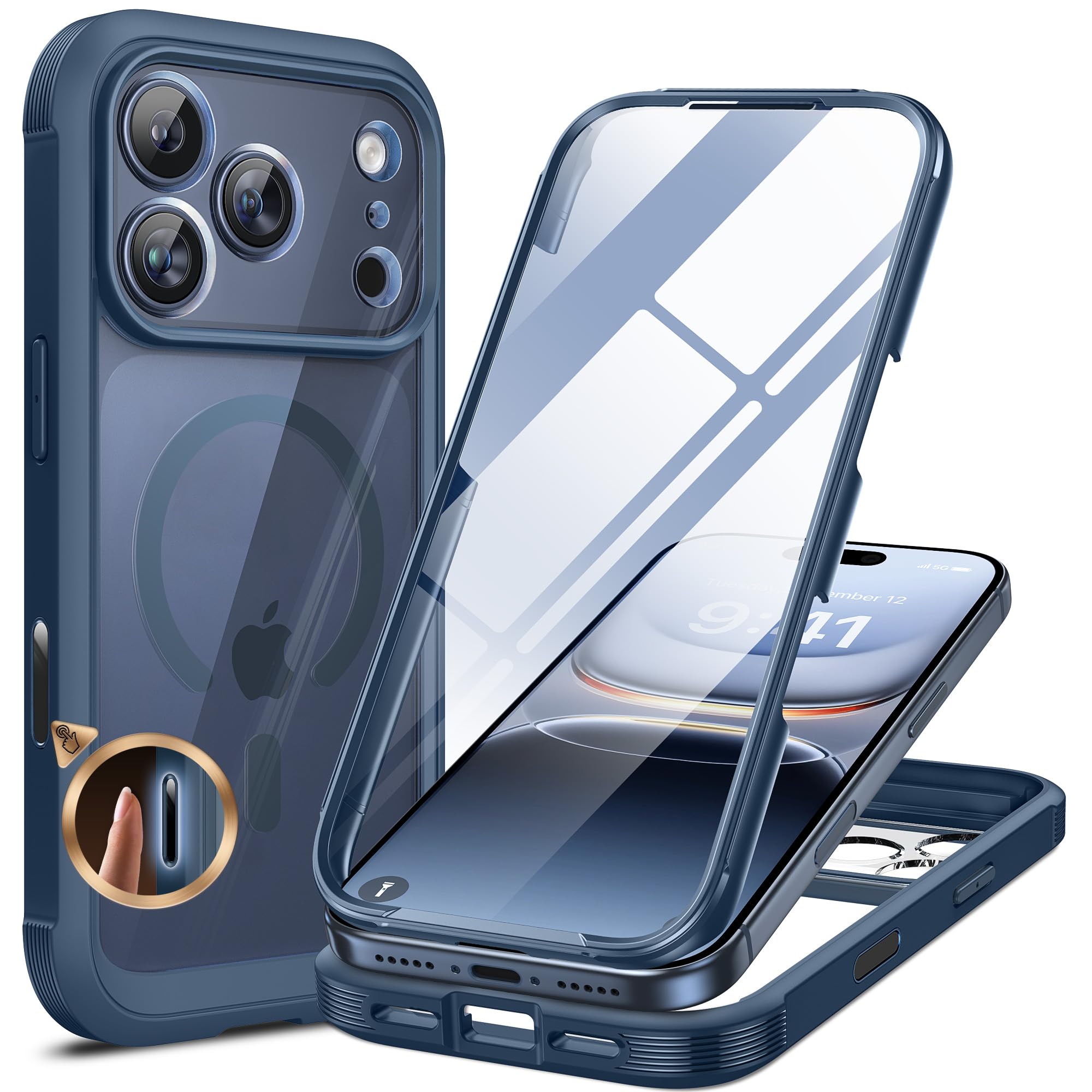 Miracase Magnetic Case for iPhone 17 Case, [Bubble Free] Built-in Glass Screen Protector+ [New Camera Control Button], Full Body Bumper Compatible with MagSafe, Drop Proof 17 Cover,6.3-inch (Black) — view 129