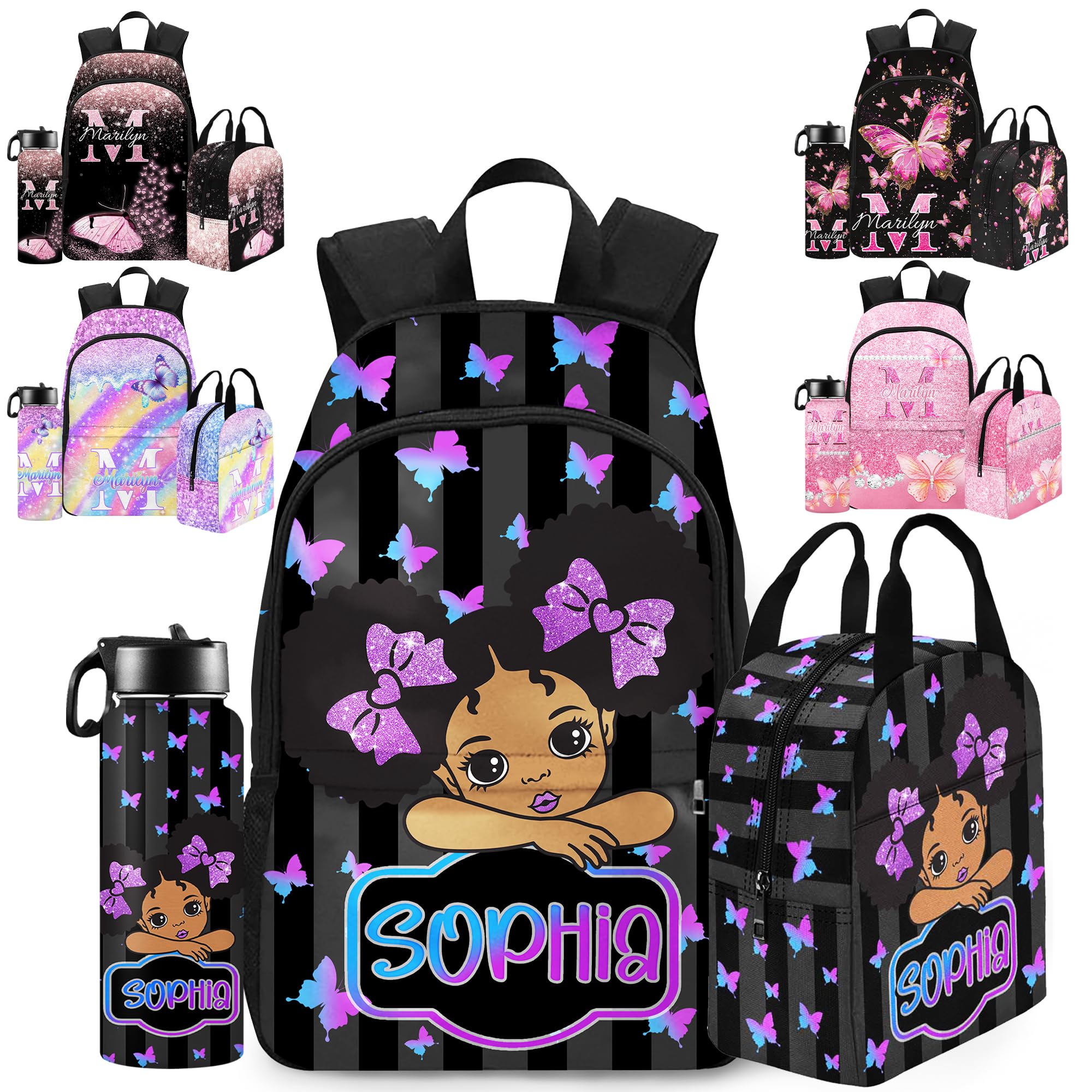 Jaydouble Back to School Personalized Backpacks for Girls Backpack and Lunch Box Set Gifts for Daughter Customized Kids Backpack Custom Backpack