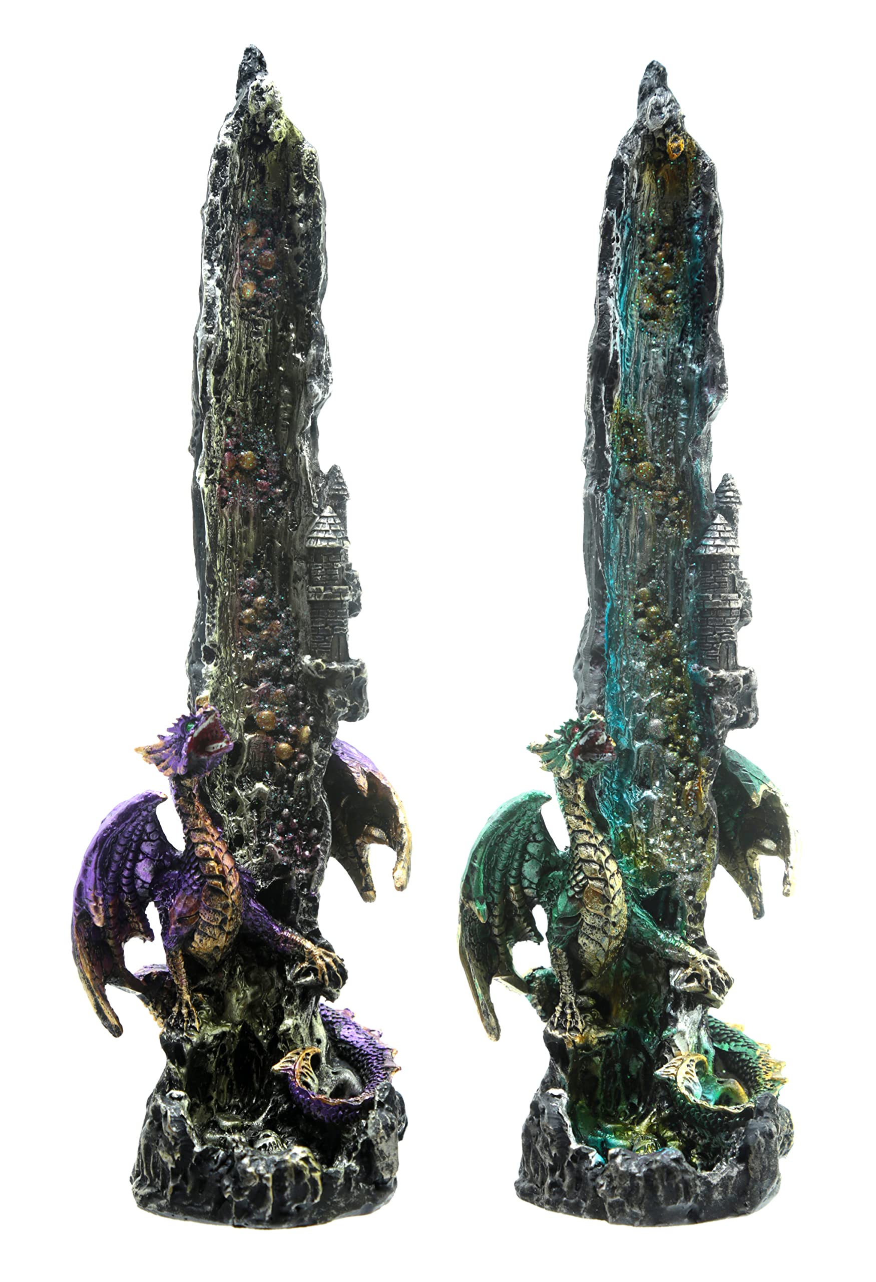 Puckator Dragon Next To Waterfall Incense Holder - Zen Meditation Gifts - Incense Holders For Sticks - Spiritual Gifts - Incense Burner - Dragon Gifts For Men And Women - Fantasy Ashcatcher - Resin