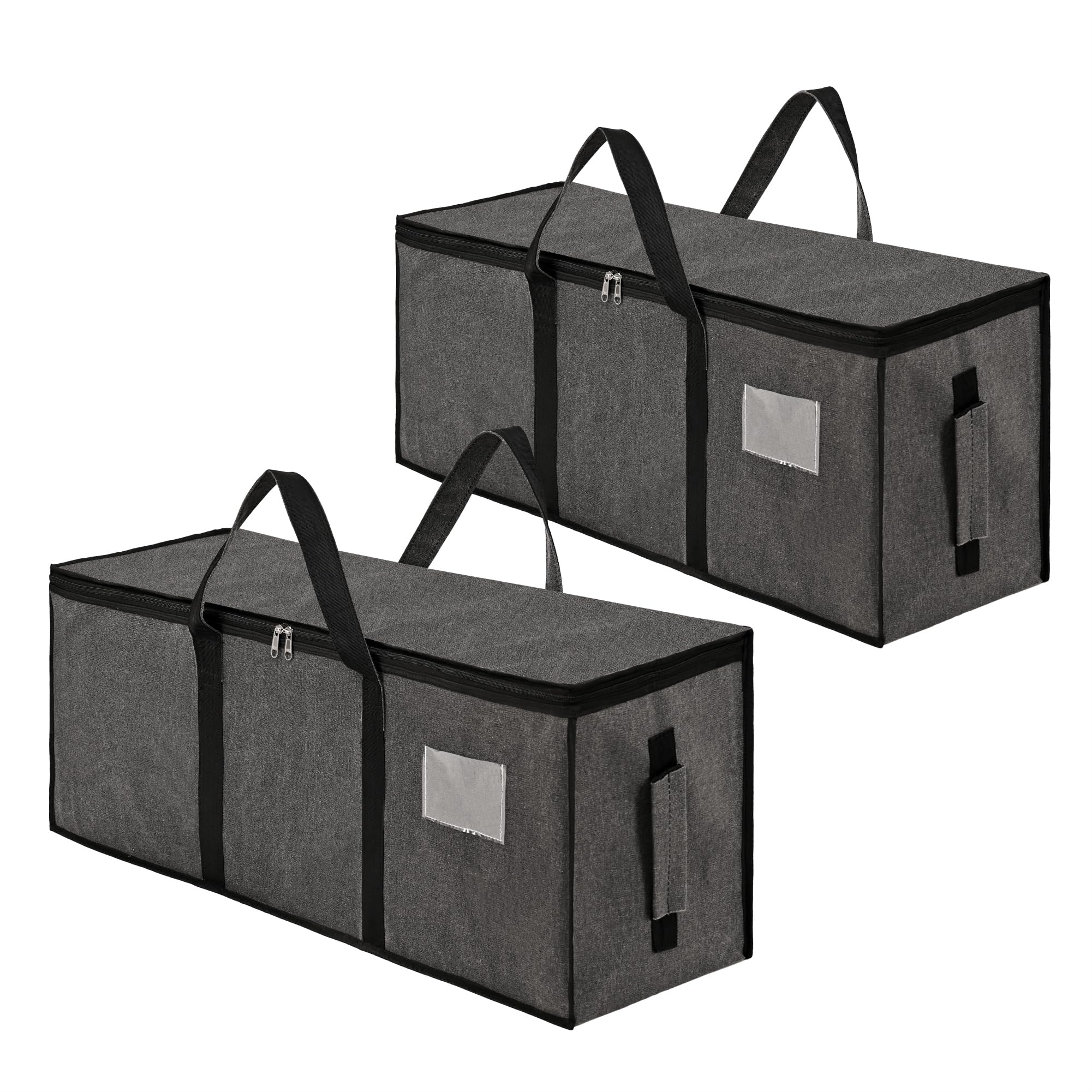 Kuber Industries Canvas Pack Of 2 Durable Jumbo Storage Bags For Clothes Large With Zip & Handles | Packers & Movers Under Bed Storage Organizer Box For Clothes Blanket & Toys | Dark Grey