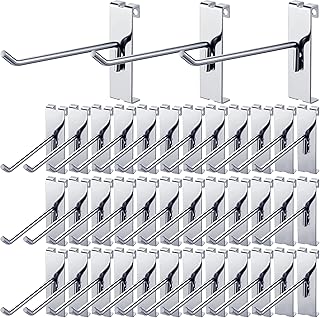 Chumia 50 Pieces 6 Inches Gridwall Panel Hooks Grid Wall Hangers Silver Display Hooks for Panel, Retail Shop Display Trade Show Home Office Garage Storage