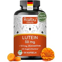 Lutein Zeaxanthin Capsules Eye Vitamins High Dose - 50 mg Lutein + 12.5 mg Zeaxanthin - 4 Month Supply Eye Capsules - With Vitamin A & B2-1 Capsule Daily - Vegan & Natural