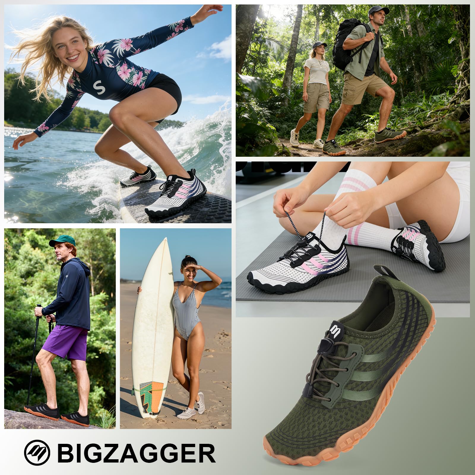 Chaussures de randonnée pieds nus pour homme et femme - Chaussures aquatiques professionnelles pour la randonnée, la plage, les voyages, large zone des orteils, zéro chute, antidérapante, respirante