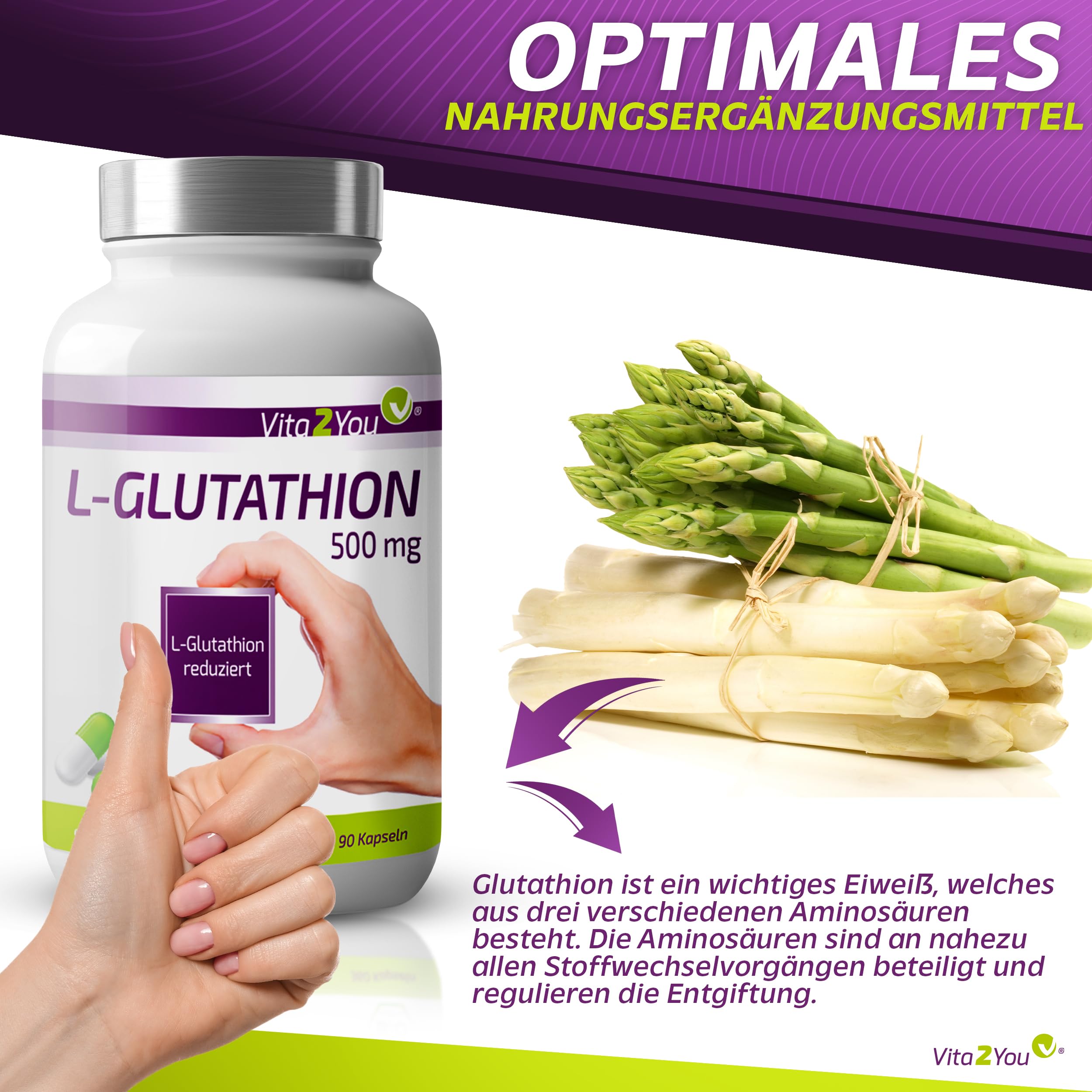 glutathion entgiftung Vita2You L-Glutathione Capsules, 500 mg, 90 Capsules, Reduced and  Bioactive, No Additives, High Dose, Premium Quality : Amazon.de: Health &  Personal
