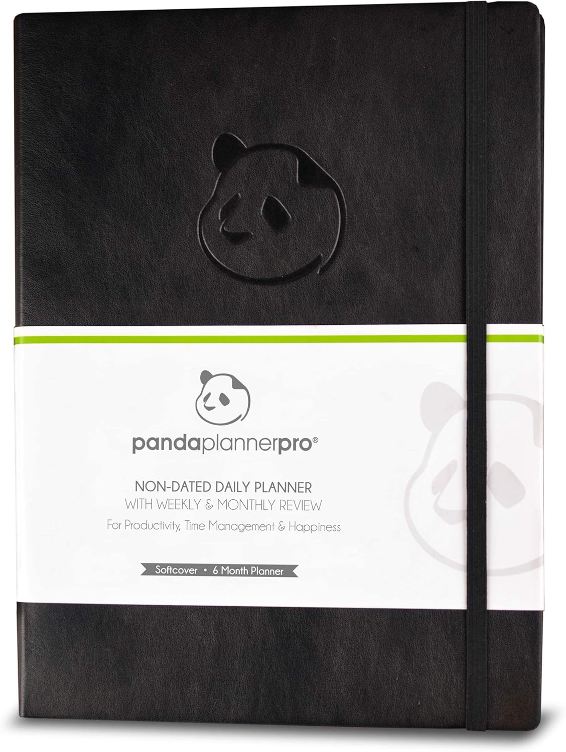 Black Undated 6 Month Day Planner - Daily Planner with Spring Sticky Notes by Panda Planner - Organizer Planner and Sticky Notes for Productivity