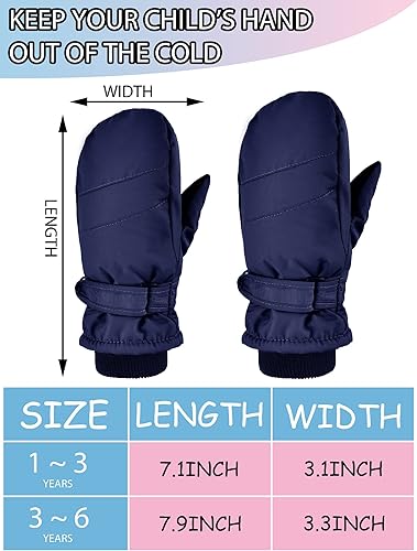 Miniatura 3 de 3 pares de guantes impermeables para niños, guantes de nieve para invierno, guantes de esquí cálidos para niñas y niños