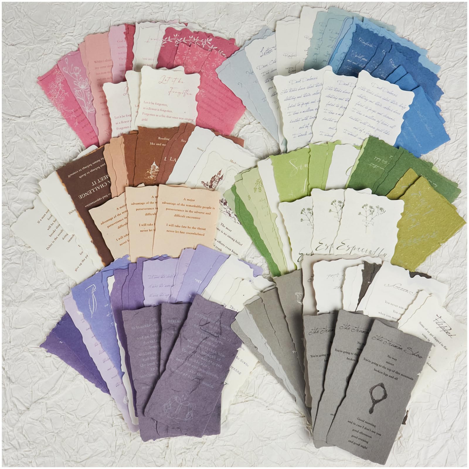 180 Sheets Vintage Scrapbook Paper with Quote Words Background, Textured Craft Paper with Deckled Edge for Junk Journaling, Collage, Scrapbooking Supplies, Card Making, Mixed Media