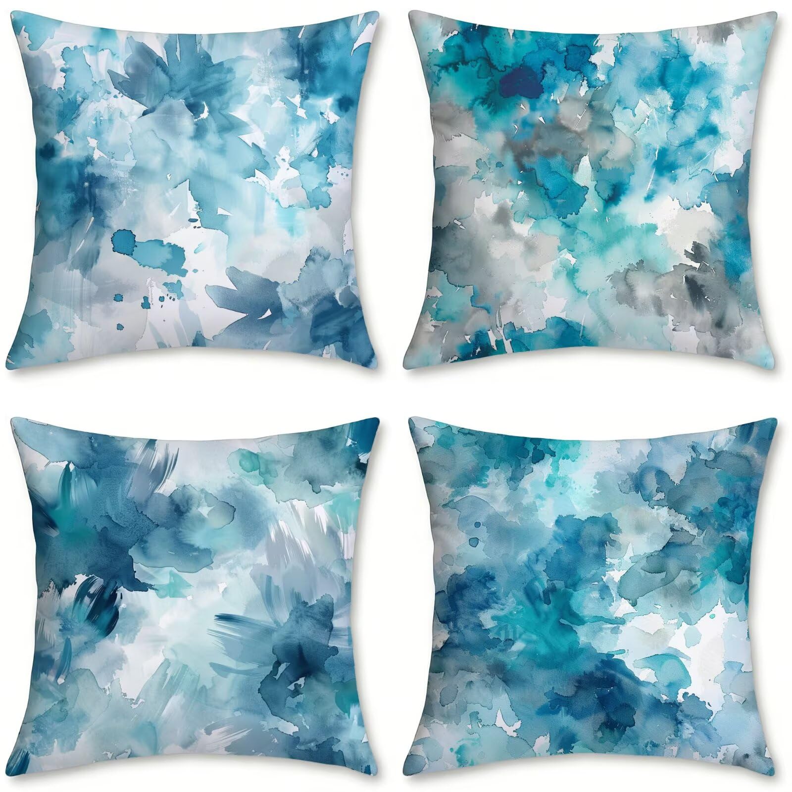 Coussin canape cyan deco jardin printemps: housse oreiller lin impermeable 50x50