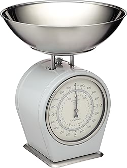Living Nostalgia Mechanical Kitchen Scales, 4 kg (8 lbs) - French Grey, 30 x 18 x 18 cm