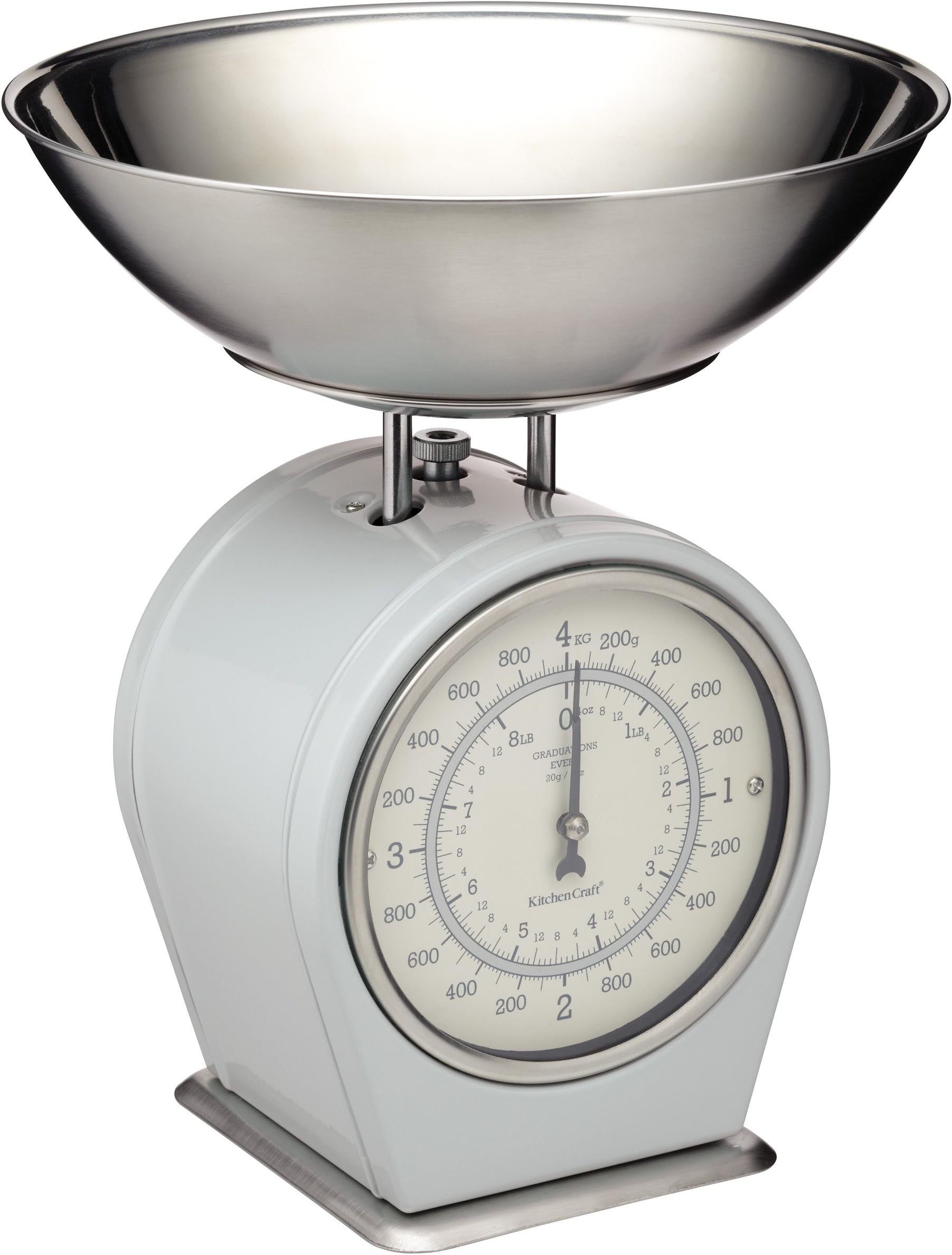 Living Nostalgia Mechanical Kitchen Scales, Vintage Inspired Traditional Weigh Scales, Accessories for Baking and Cooking, 4 kg (8 lbs) - French Grey