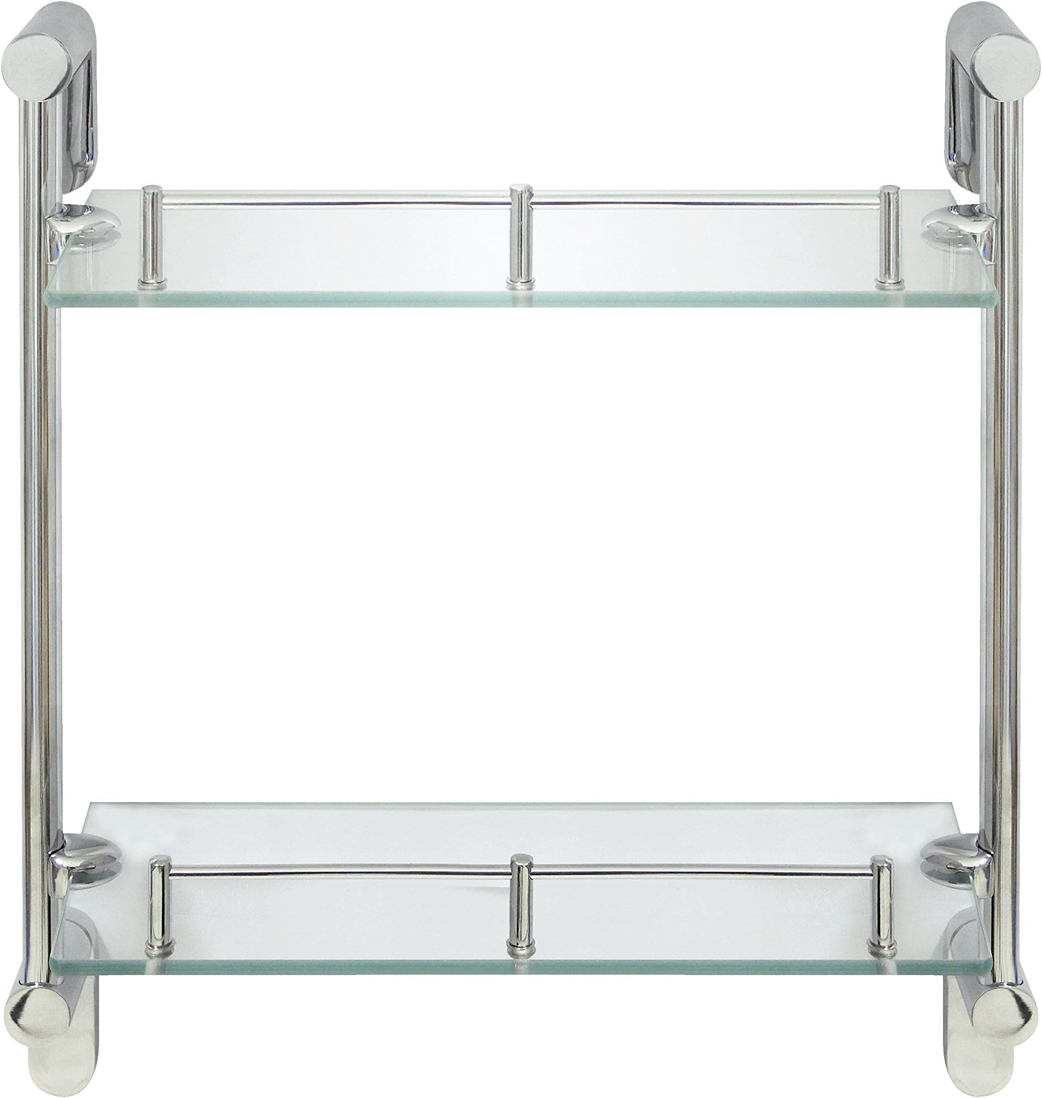 Double Wall Glass Shelf with Pre-Installed Rail - Polished Chrome - Oval Series - 5 Year Warrantee