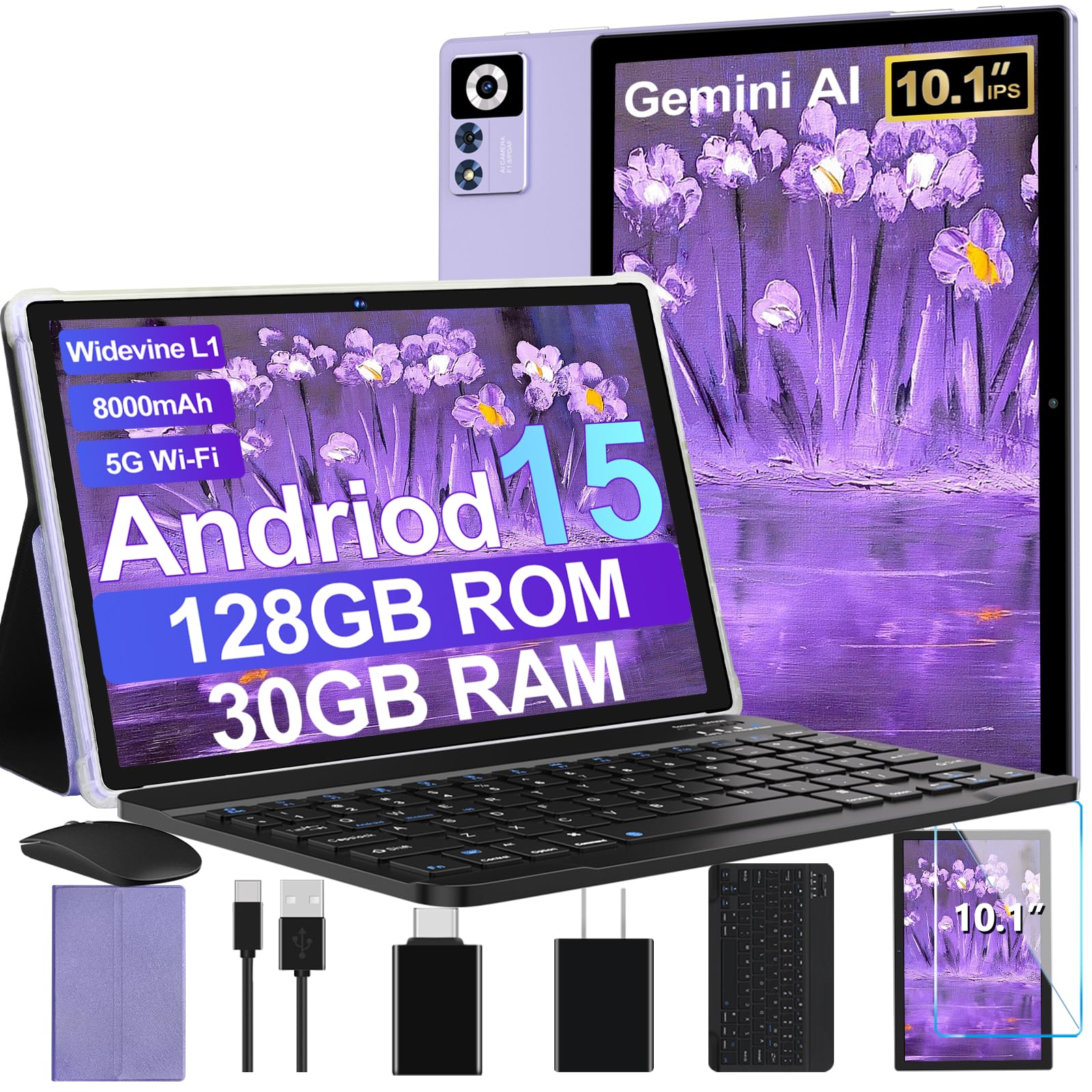 Android 15 2026 Tablet with Keyboard | Gemini AI, 5G WiFi, 1TB