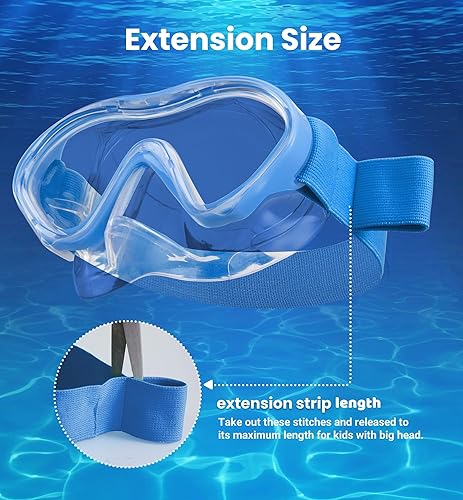 Miniatura 2 de Aegend Gafas de natación para niños con cubierta para la nariz, máscara de buceo de esnórquel para 3-12 años