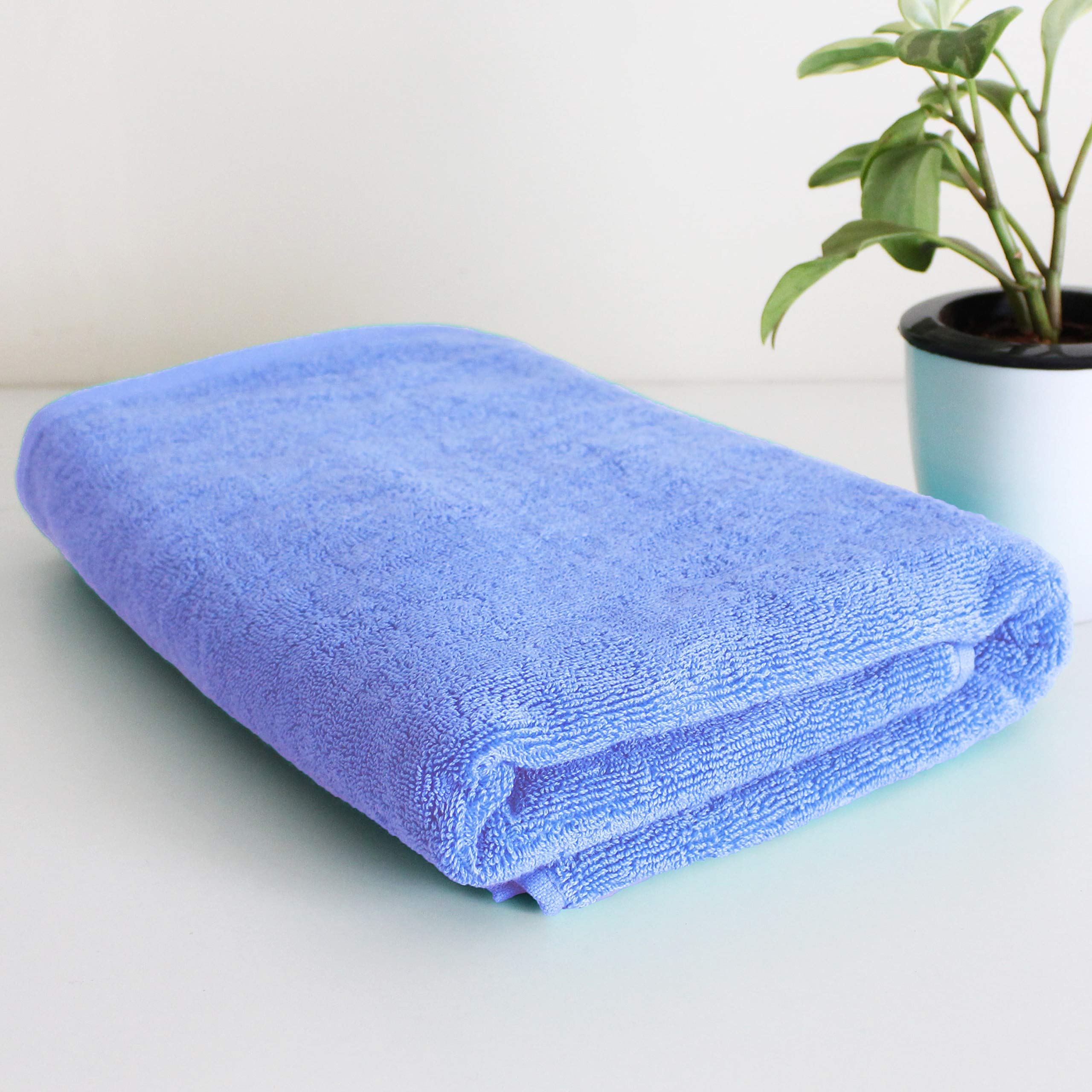 AUXIMPRO Bamboo Bath & Swim Towel, Super Absorbent & Soft, Antibacterial, 600 GSM, 140 cm x 70 cm, Pack of 1, Iris