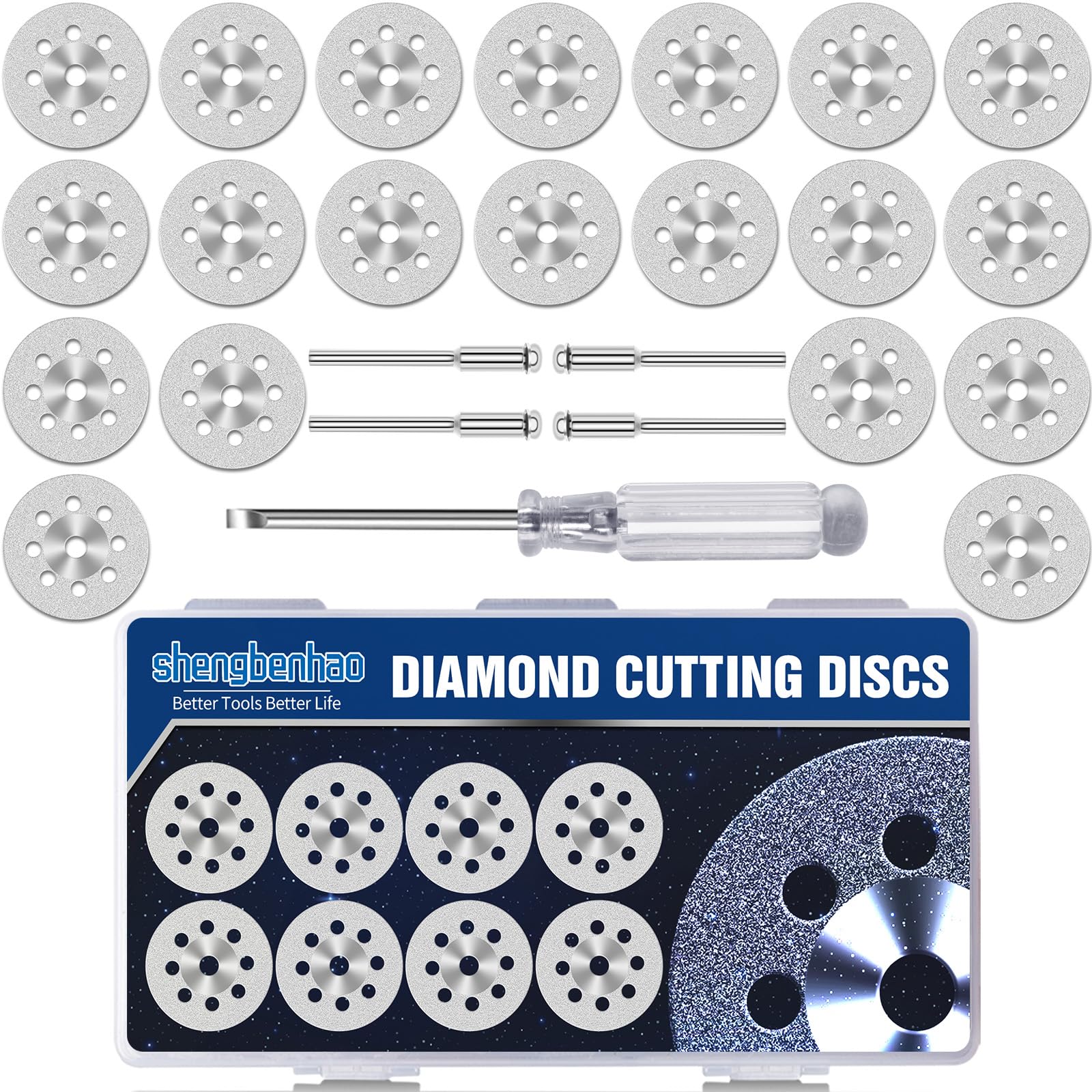 25MM Diamond Cutting wheel for Dremel Rotary Tool, 20Pcs Cutting Discs with 3mm Mandrel for cutting Stone, Glass, Ceramic, Marble