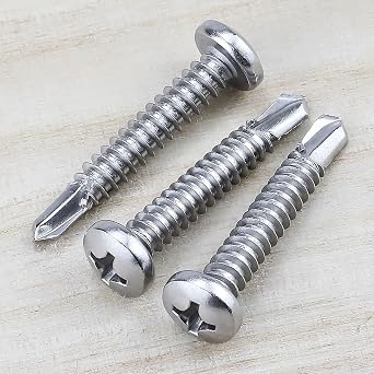 #6 x 1 Pan Head Self Drilling Screws, Phillips Drive, 410 Stainless Steel Sheet Metal Screws,Self Tapping, Dovetail, Pack of 100
