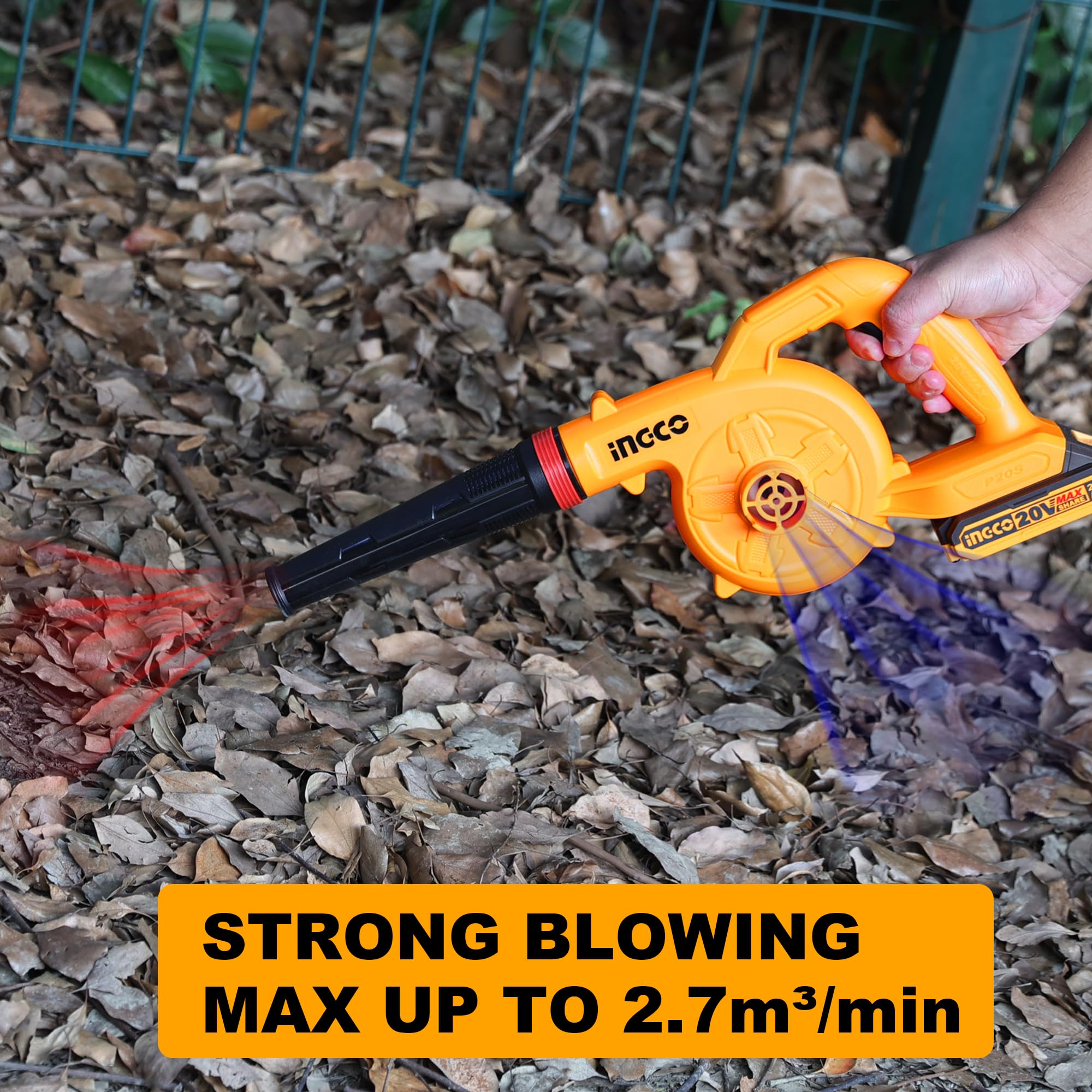 INGCO Leaf Blower Cordless with Battery & Charger, Portable Handheld Leaf Blower for Lawn Care, Dust Clean, Workshop Cleaning, Car Cleaning, Gardening Works 2
