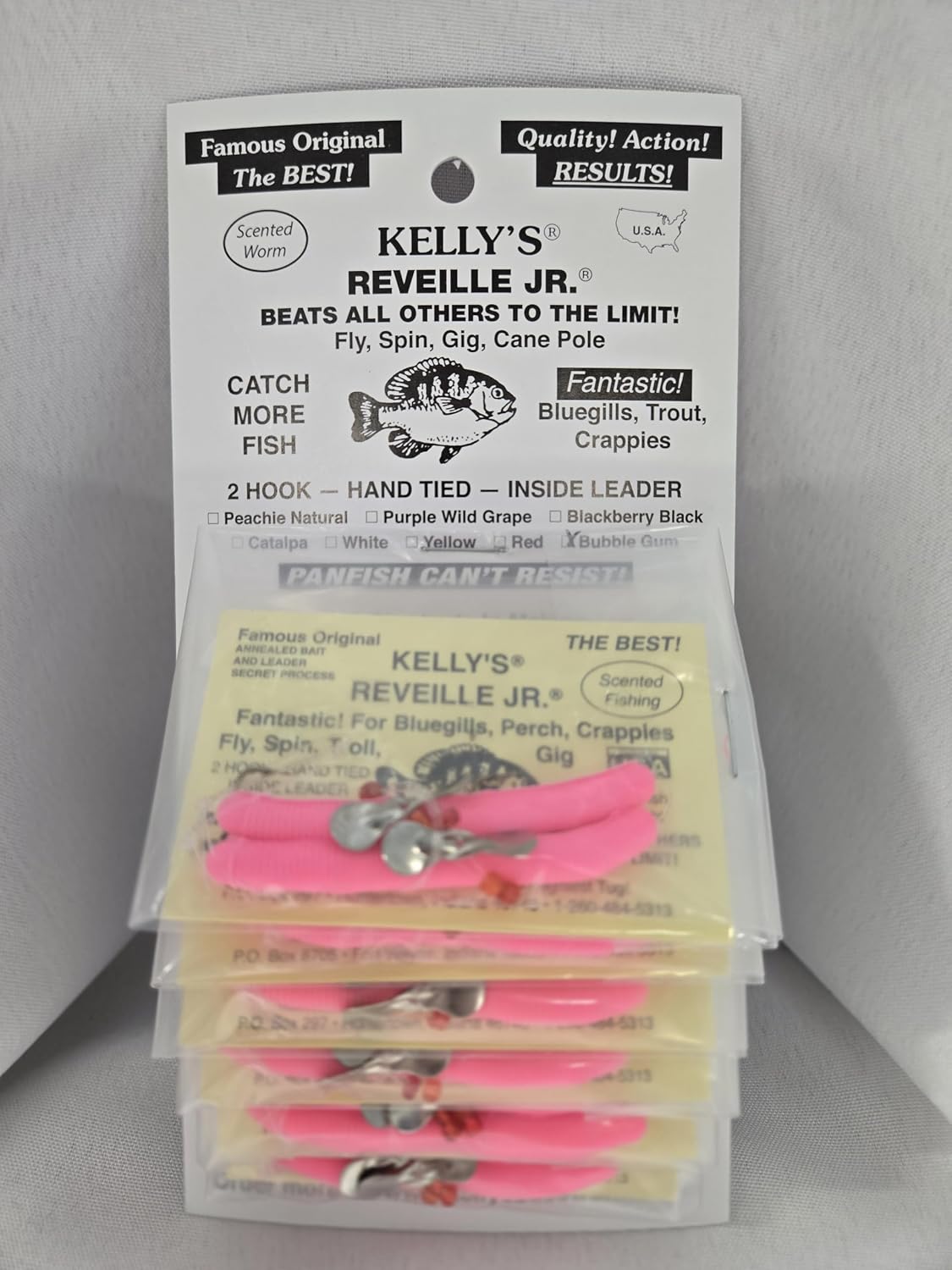 Kelly's Bass Worms Reveille Jr.® Propeller 6 Pack Pre-Rigged Scented Anise Panfish USA