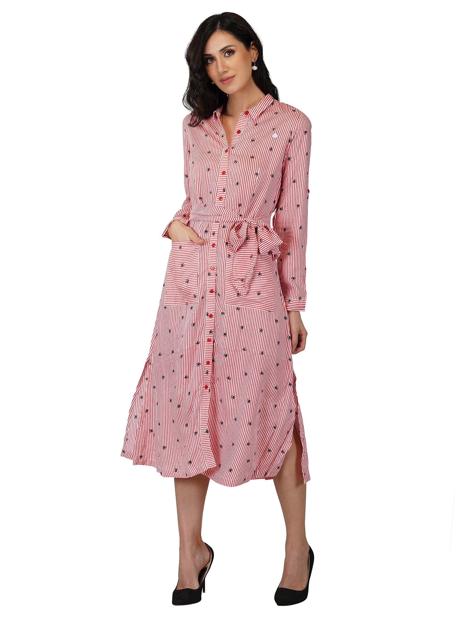 Rytras Women's A-Line Knee Length Maxi Western Dresses For Women(Rytdrs21_Pink_Xxl)