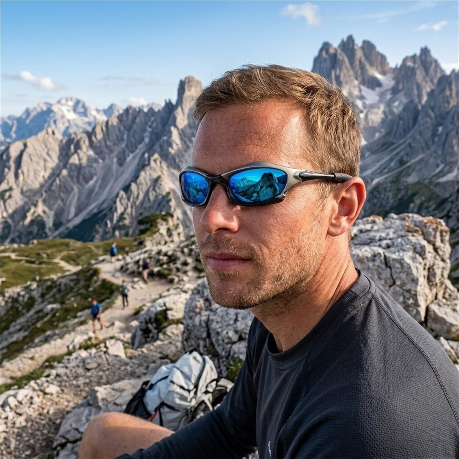 Fahrradbrille Polarisierte Retro-Sonnenbrille aus Metall, Unisex-Sportbrille for den Außenbereich for Fahren und Radfahren mit trendigem Design
