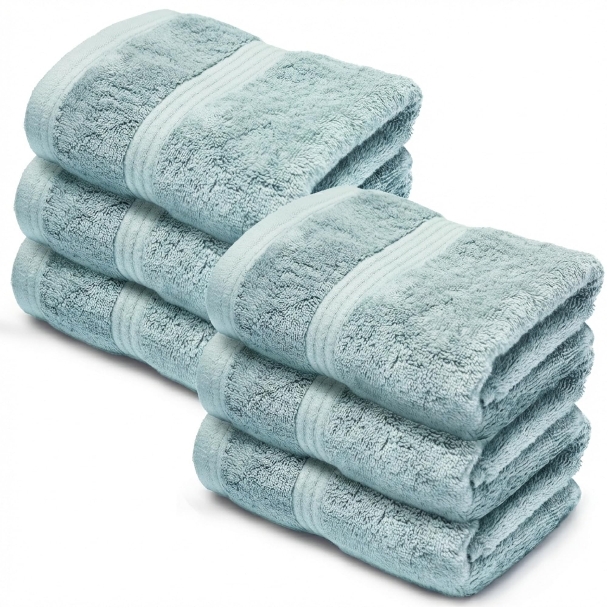 Makooz Luxurious Bamboo Face Flannels Pack of 6-700 GSM Thick Bamboo Face Cloth Towel Set- Silky Soft, Absorbent, Quick Dry Wash Cloth-Bath Flannel for Bathroom, Home, Hotel & Spa-33X33CM DuckEgg Blue โ image 1