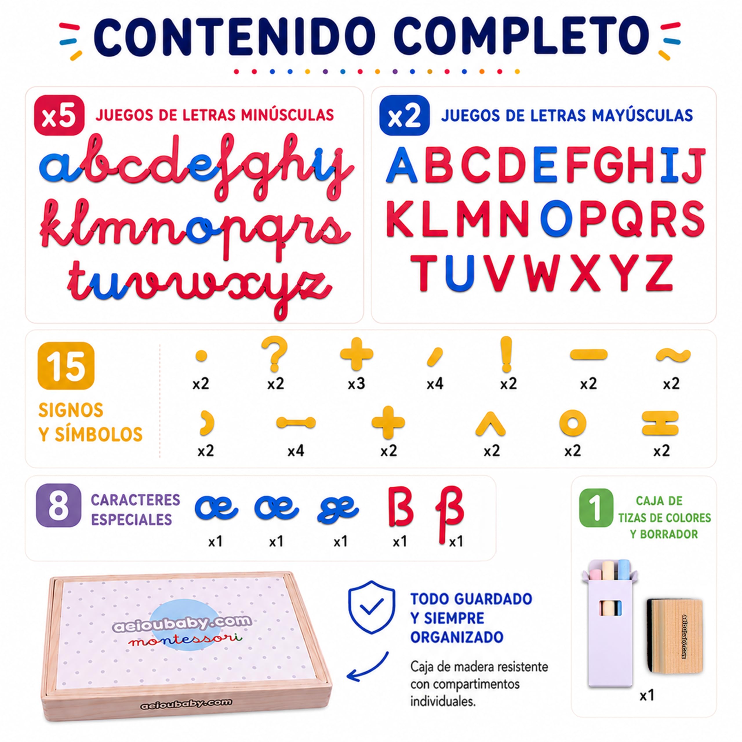 Lettere e numeri magnetici Montessori | Legato Cursive Mobile Legate. Maiuscole, minuscole e cifre in gomma EVA | Lavagna reversibile e scatola di legno | Gioco educativo Imparare a leggere e scrivere