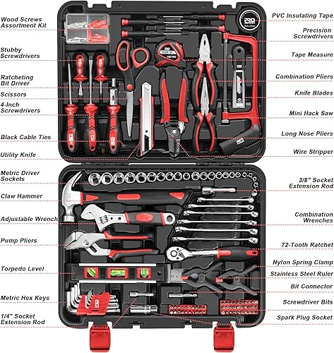 Miniatura 3 de Prostormer Kit de herramientas de 259 piezas, juego de herramientas manuales para el hogar general con caja de herramientas de almacenamiento de