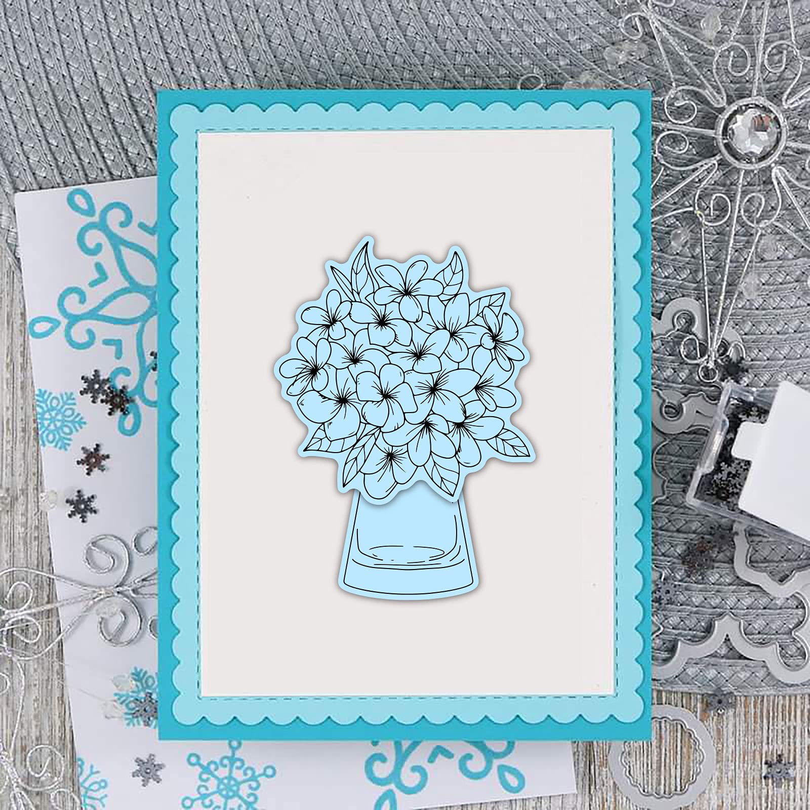 GLOBLELAND Ensemble Tampons Transparents & Matrices Découpe Mariage - Scrapbooking DIY Cartes Et Albums