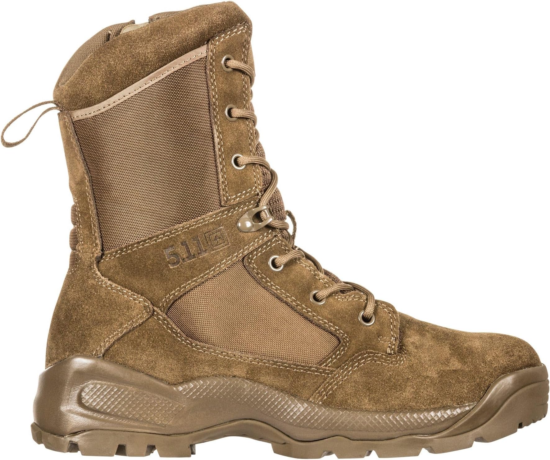 5.11 Tactical Men's Side-Zip Brown Boots, ATAC 2.0 8", Desert, Dark Coyote, Style 12393ABR