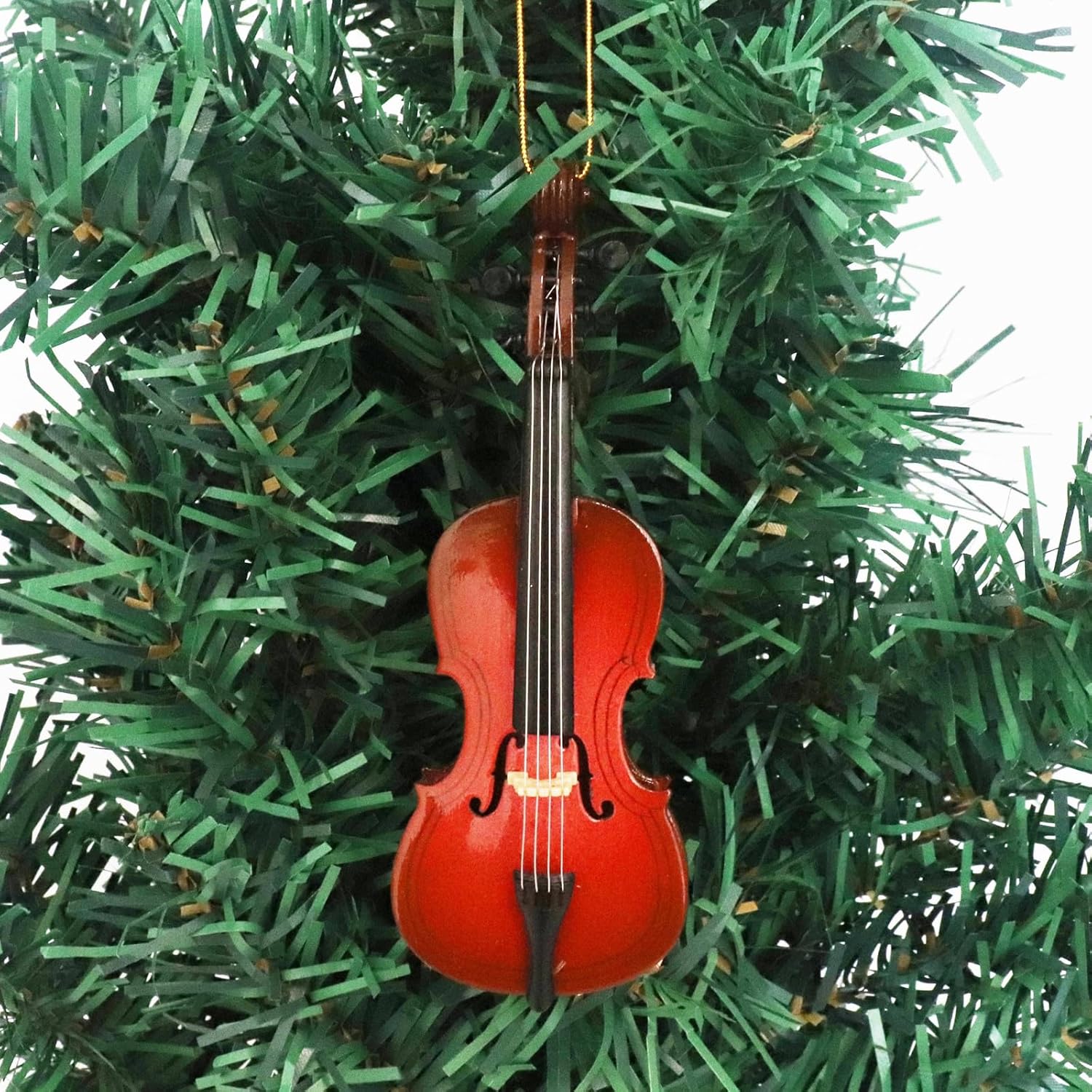 4.69" Wooden String Miniature Cello Hanging Ornament Mini Musical Instrument Replica Music Birthday Gifts Holiday Tree Home Decoration Display Ornament Model (4.69" Cello) - Image 2