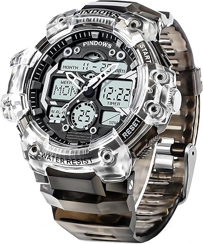 Reloj deportivo digital para hombre, 7 colores, luz LED, pantalla digital analógica, impermeable, con 3 alarmas, cuenta regresiva, cronómetro, reloj