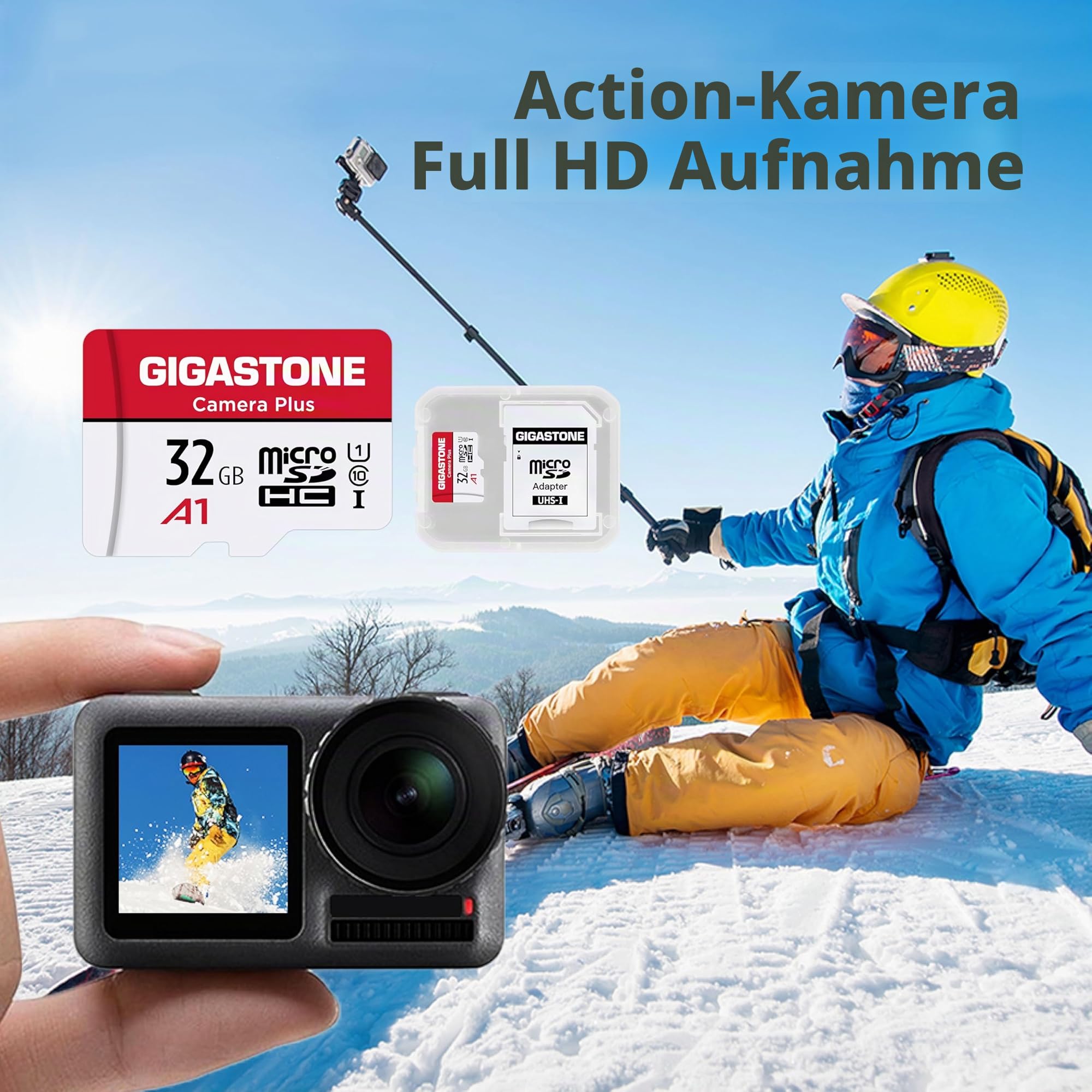 GIGASTONE 32GB MicroSDHC Speicherkarte 5er-Pack + SD Adapter, Kamera Plus, bis zu 90 MB/s, für Action-Kamera Drohne, Tablet, Full HD-Videoaufnahme, A1 U1 Klasse 10 Micro SD Karte UHS-I