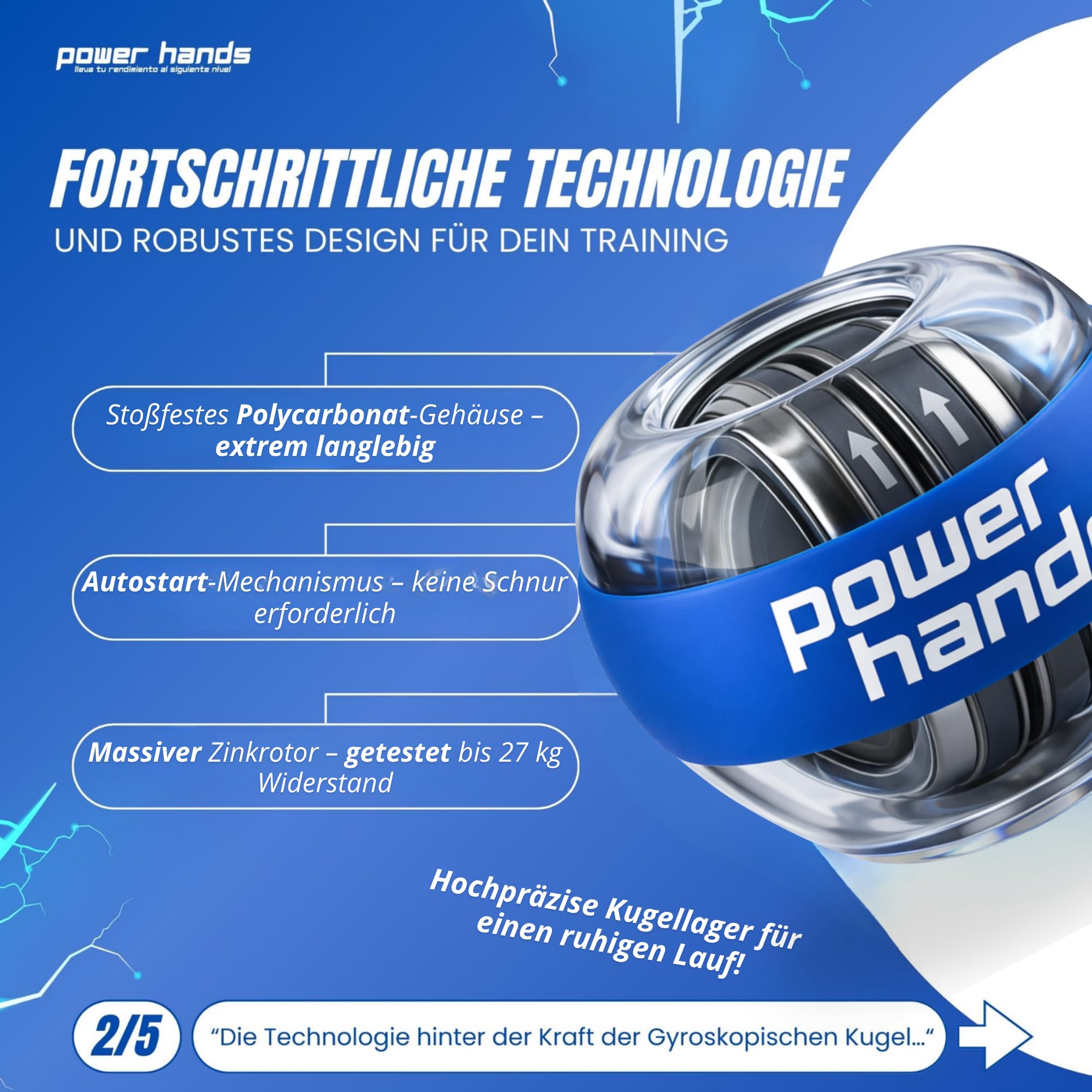 Gyro Ball – Hand-Gyroskop zur Stärkung, Rehabilitation und Erholung von Hand, Handgelenk und Unterarm beim Training