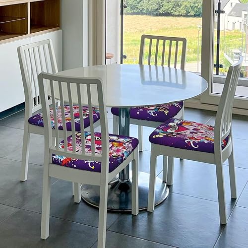 Miniatura 6 de Fundas de cojín para sillas de comedor de calaveras coloridas, extraíbles y lavables, fundas reutilizables para sillas de cocina, para comedor,