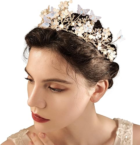 Yumikoo Corona de flores de hadas para mujer, tocado de flor de perla blanca para fiesta de boda