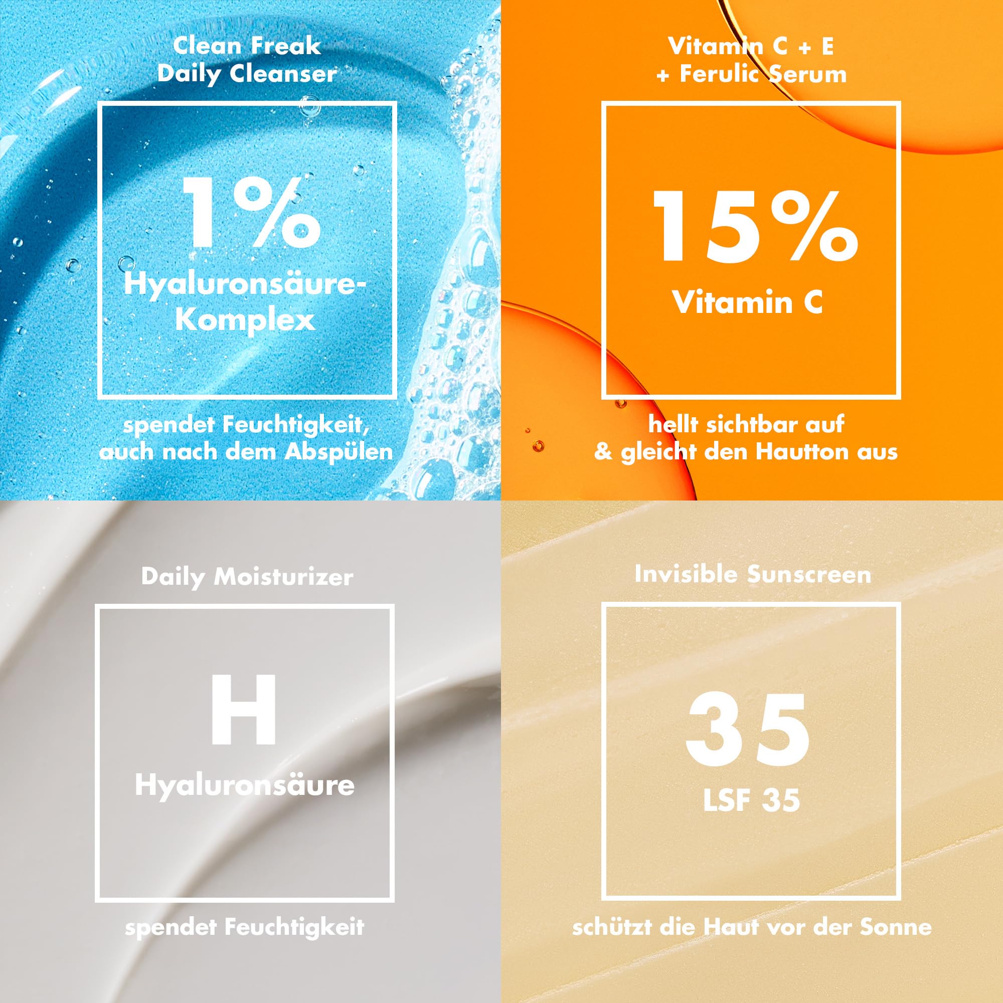 e.l.f. SKIN Wake the e.l.f. Up Skincare Kit, Feuchtigkeitsspendender Gesichtsreiniger in Reisegröße, Sonnenschutz, Feuchtigkeitscreme und aufhellendes Serum, Vegan und tierversuchsfrei