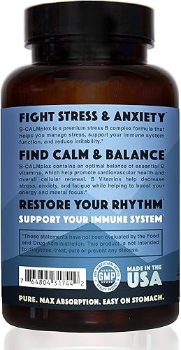 Miniatura 2 de Natural Rhythm B-CALMplex, mezcla única de vitaminas B, el complejo B apoya la función nerviosa adecuada y la relajación, suministro de 3 meses, 90
