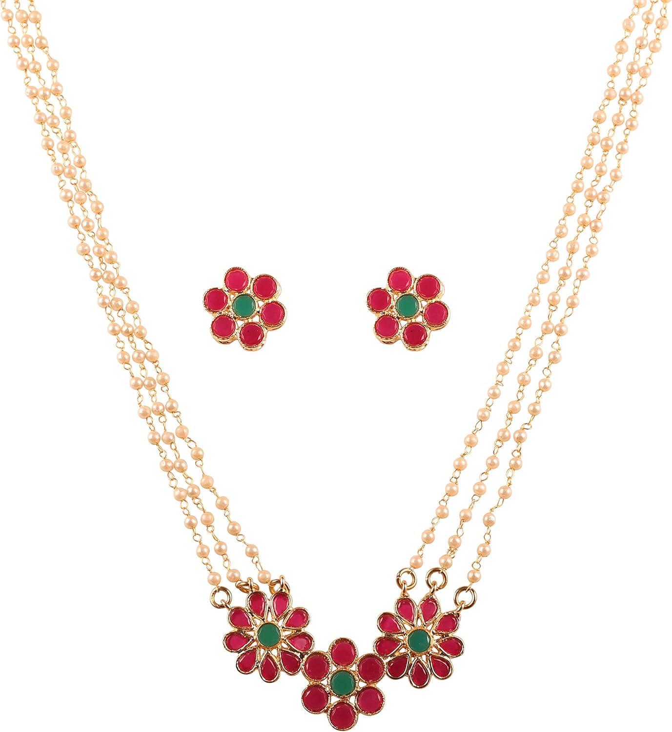 Touchstone “Contemporary Kundan Collection Indian Bollywood Long Designer Jewelry Necklace Set in Gold Or White Tone for Women.
