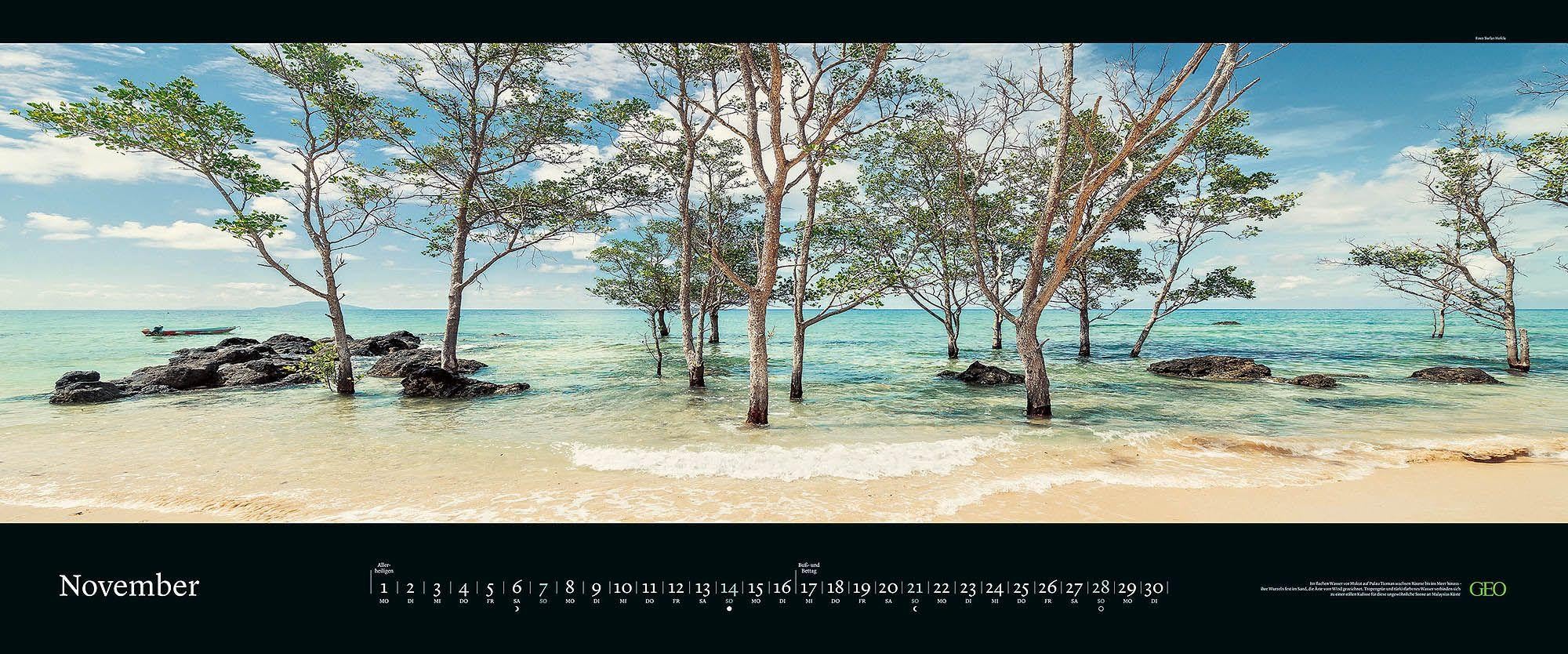 GEO Panorama: Meeresweiten 2027: XXL Wandkalender 120x50 cm mit 12 Küstenfotografien, deutschem Kalendarium und Spiralbindung