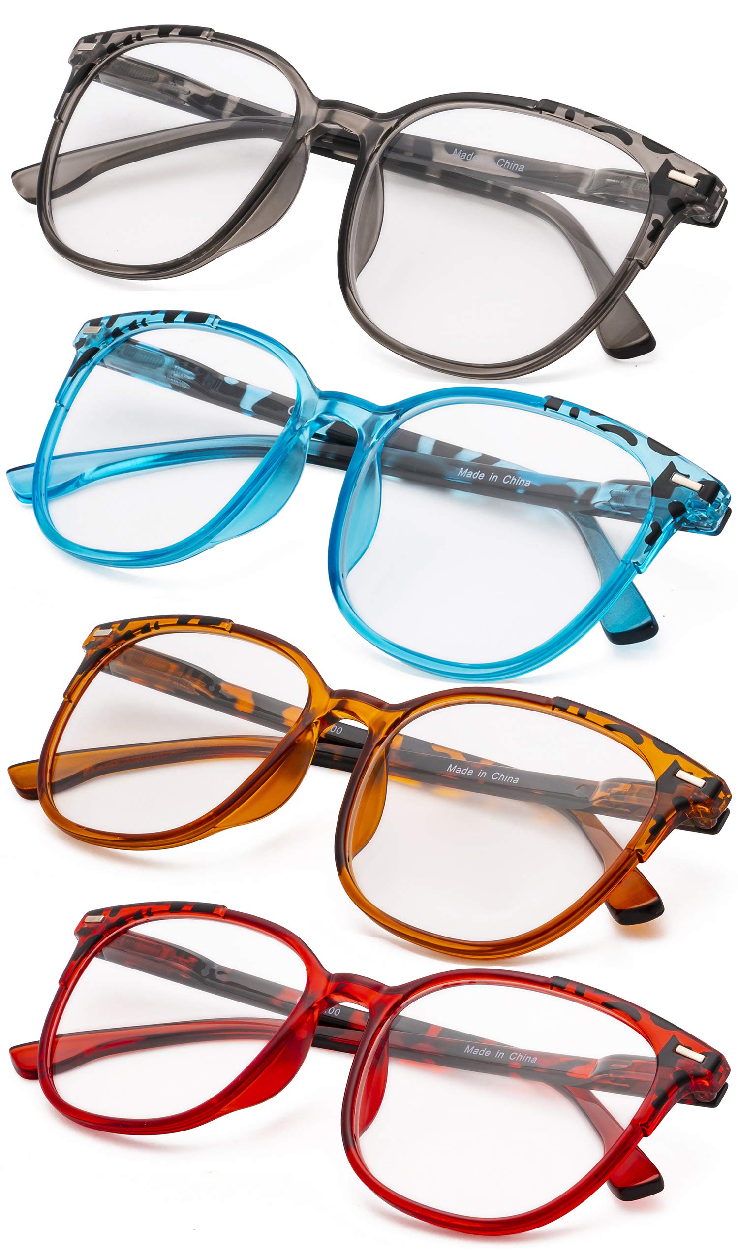 Gr8Sight Ladies Reading Glasses - 4 Pack Large Square Readers for Women