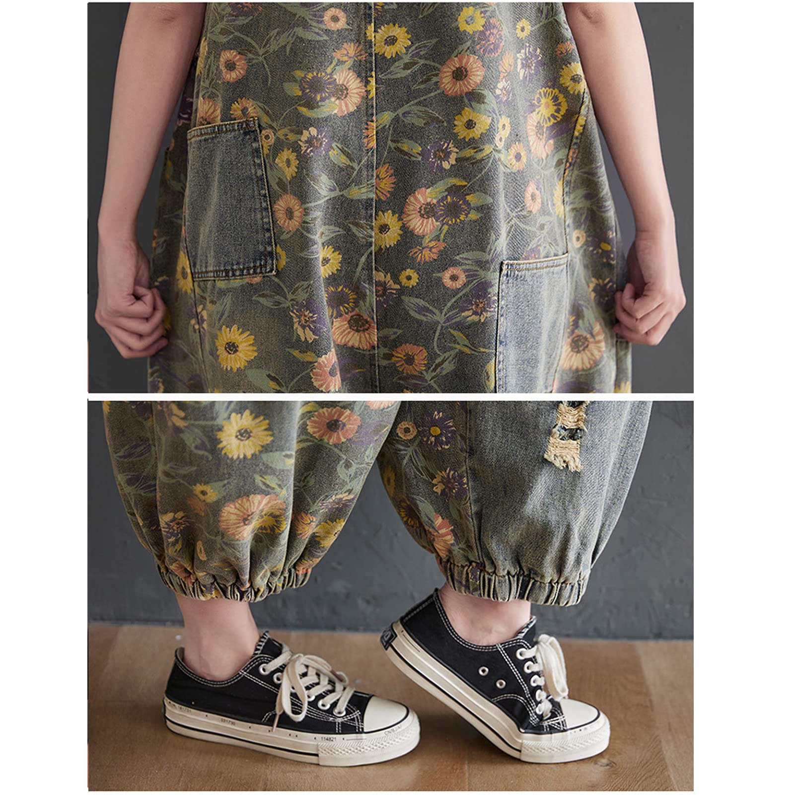 Salopette da donna in denim Salopette Pantaloni da donna Vintage Casual Baggy Jean Tute regolabili Tute Tute a gamba larga Tutina Pantaloni lunghi